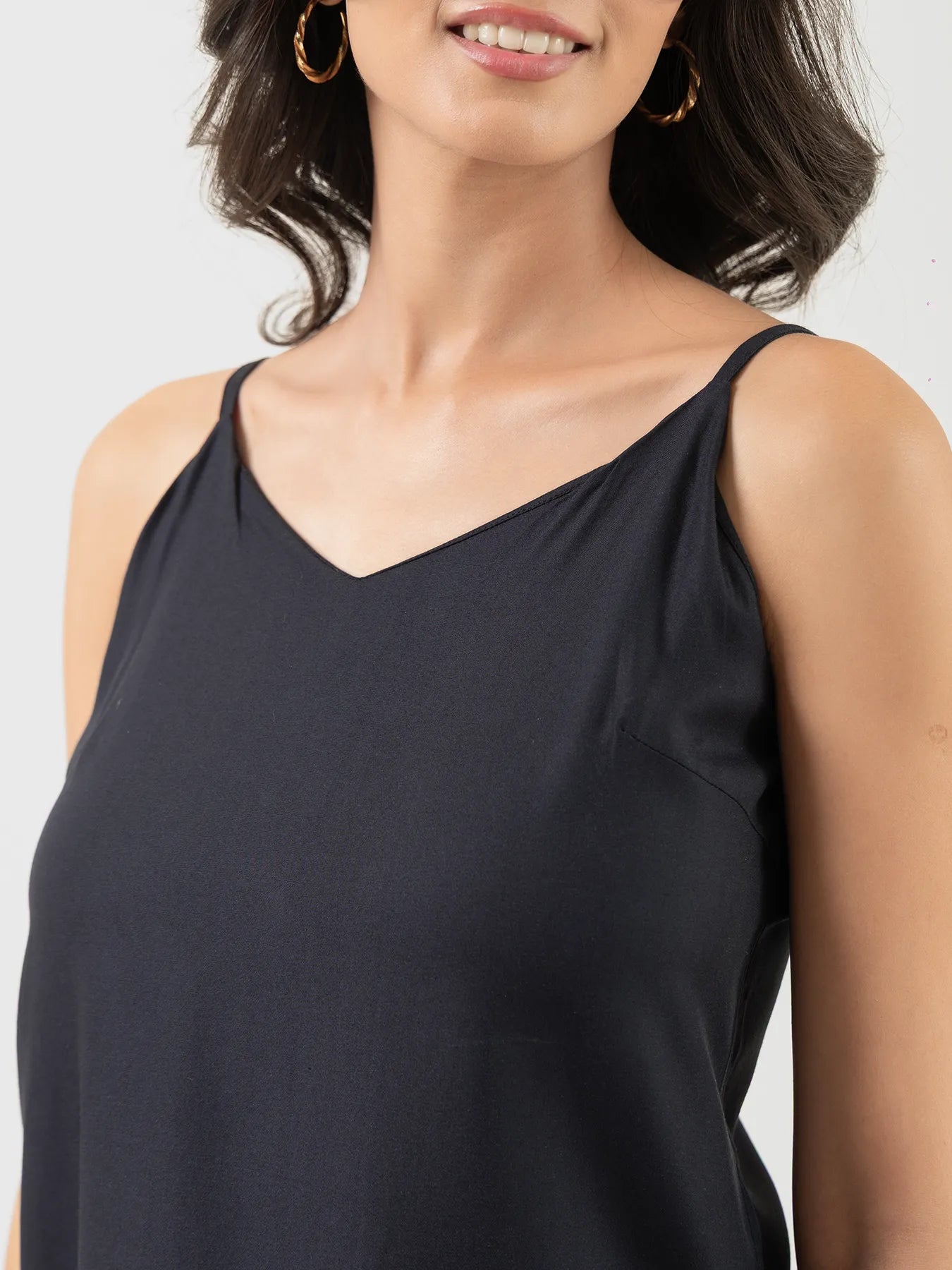 Women Black Flowy Camisole Top