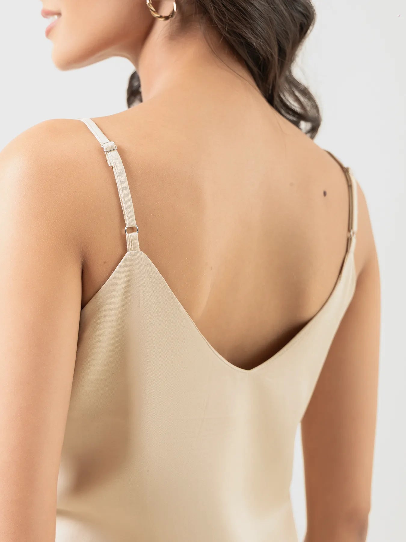 Women Beige Flowy Camisole Top