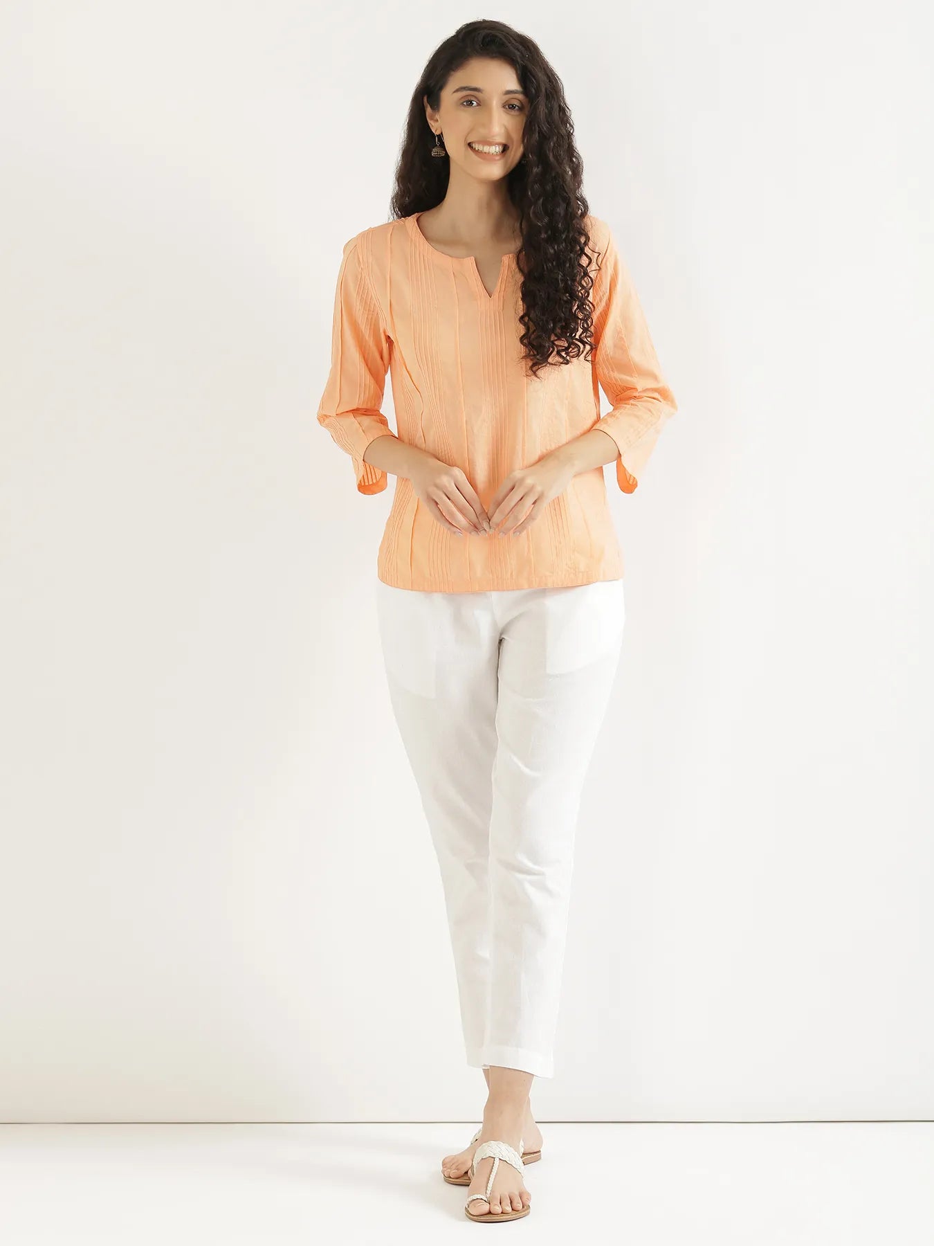 Women Peach Everyday Cotton Top