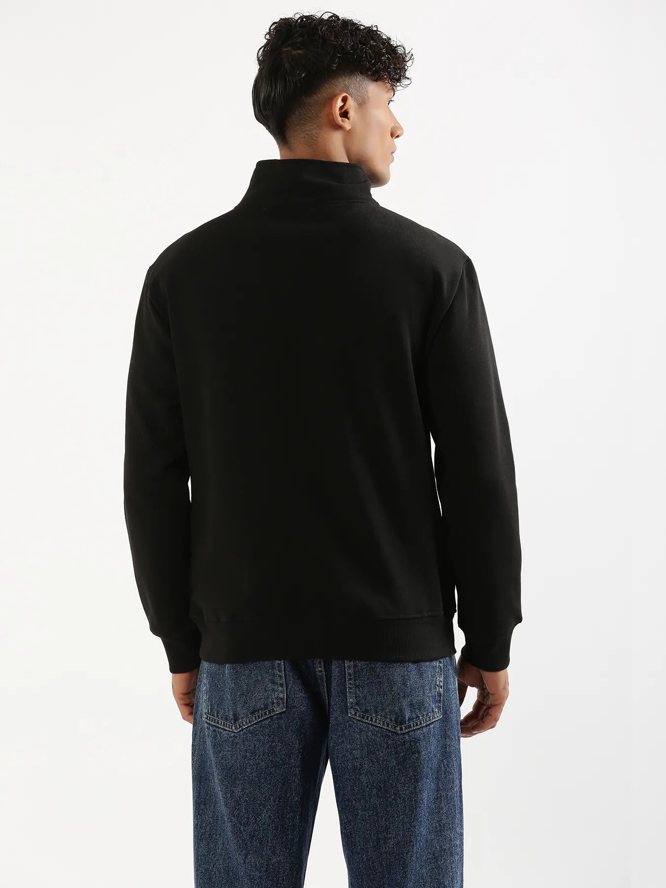 Unisex Black Zip Neck Sweatshirt