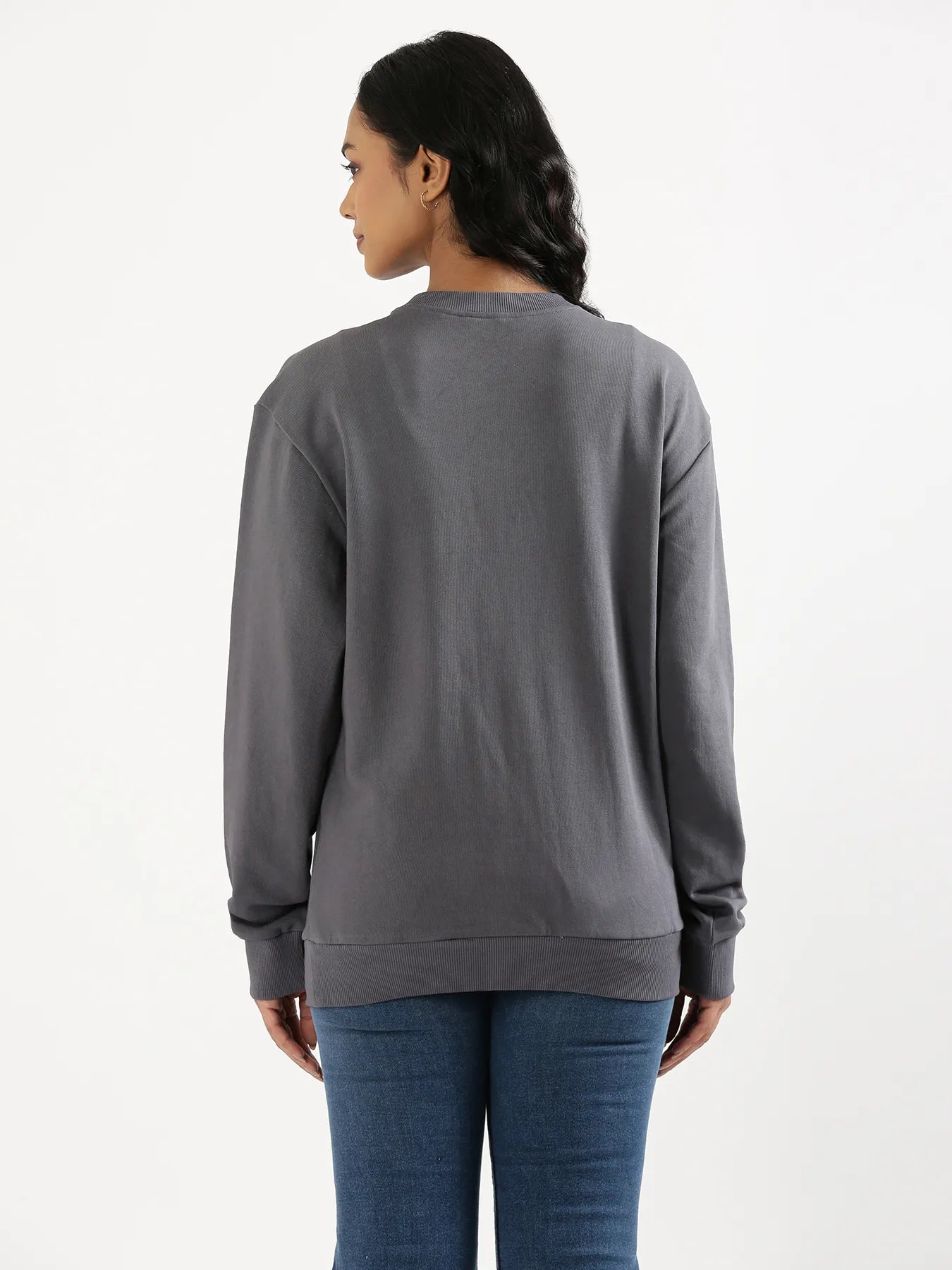 Unisex Grey Round Neck Sweatshirt