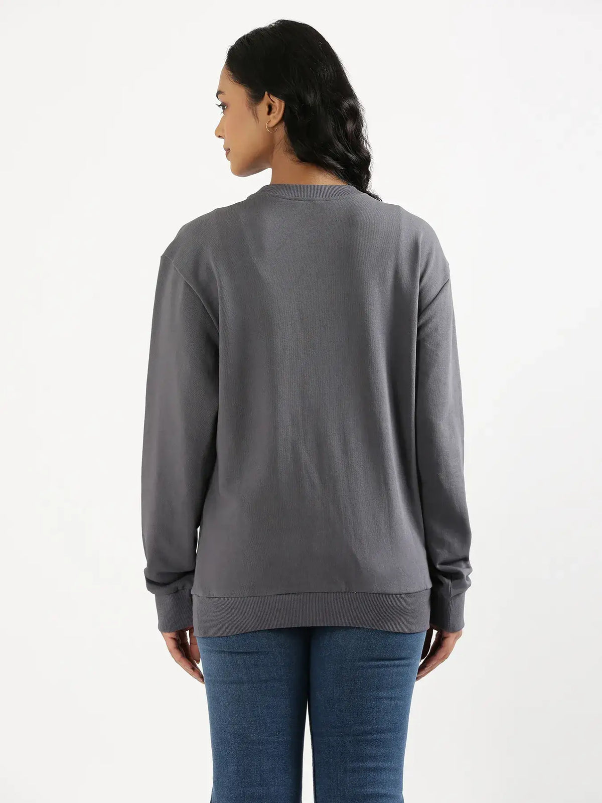 Unisex Grey Round Neck Sweatshirt