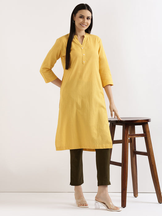 Women Yellow & Rose Taupe Long Kurta