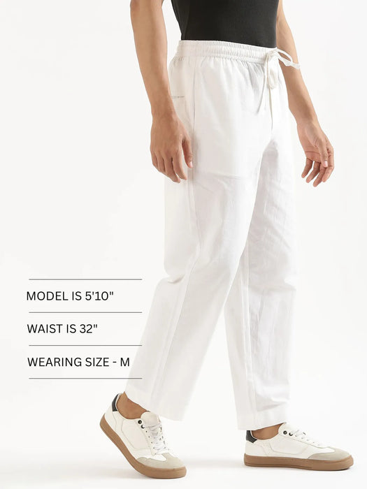 Men White Cotton Pant