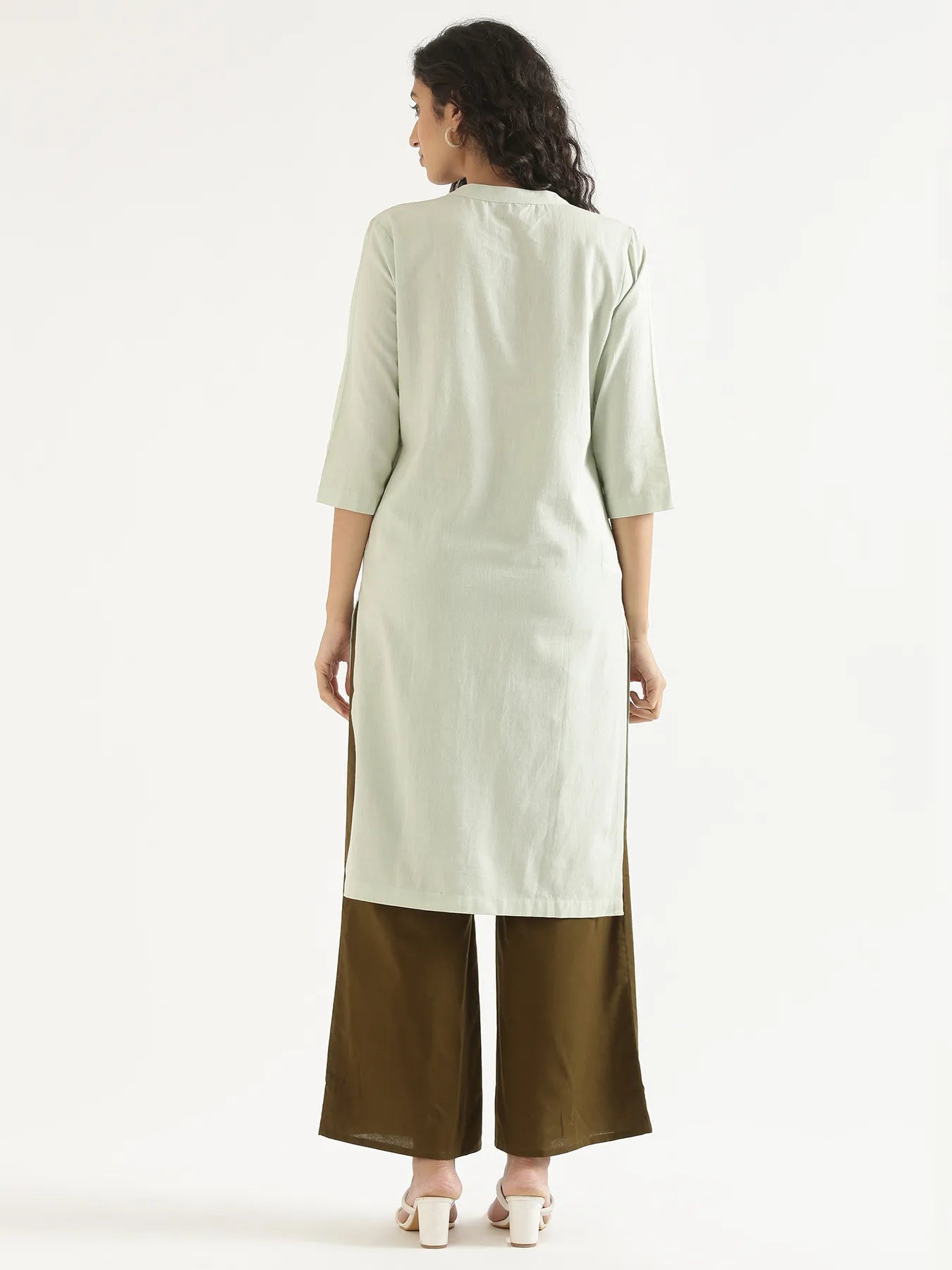 Women Mint Green Airy Linen Long Kurta