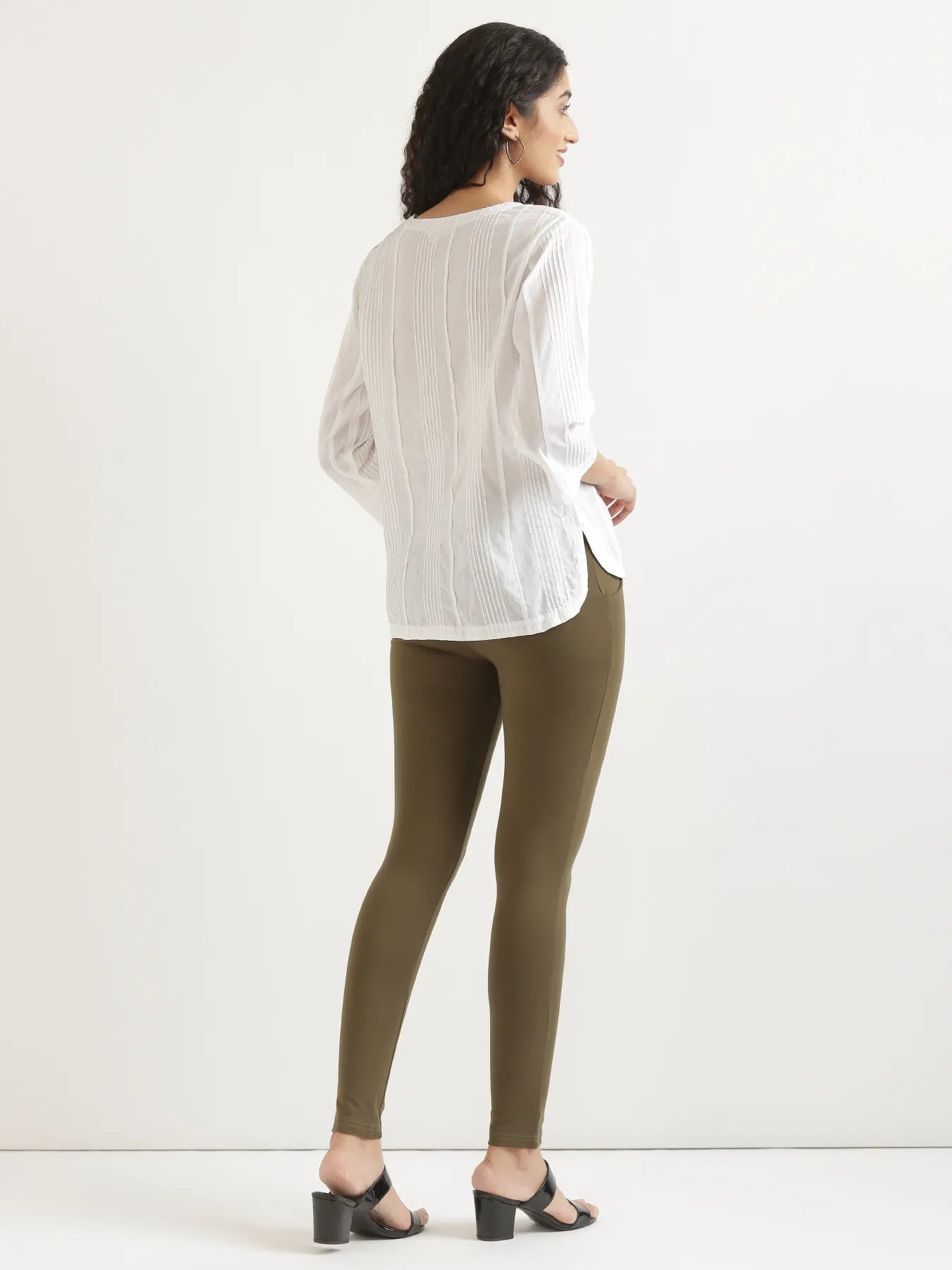 Women Olive Green 4-Way Stretchable Pants