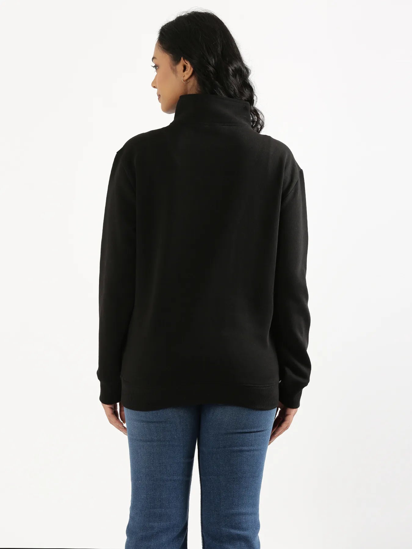 Unisex Black Zip Neck Sweatshirt