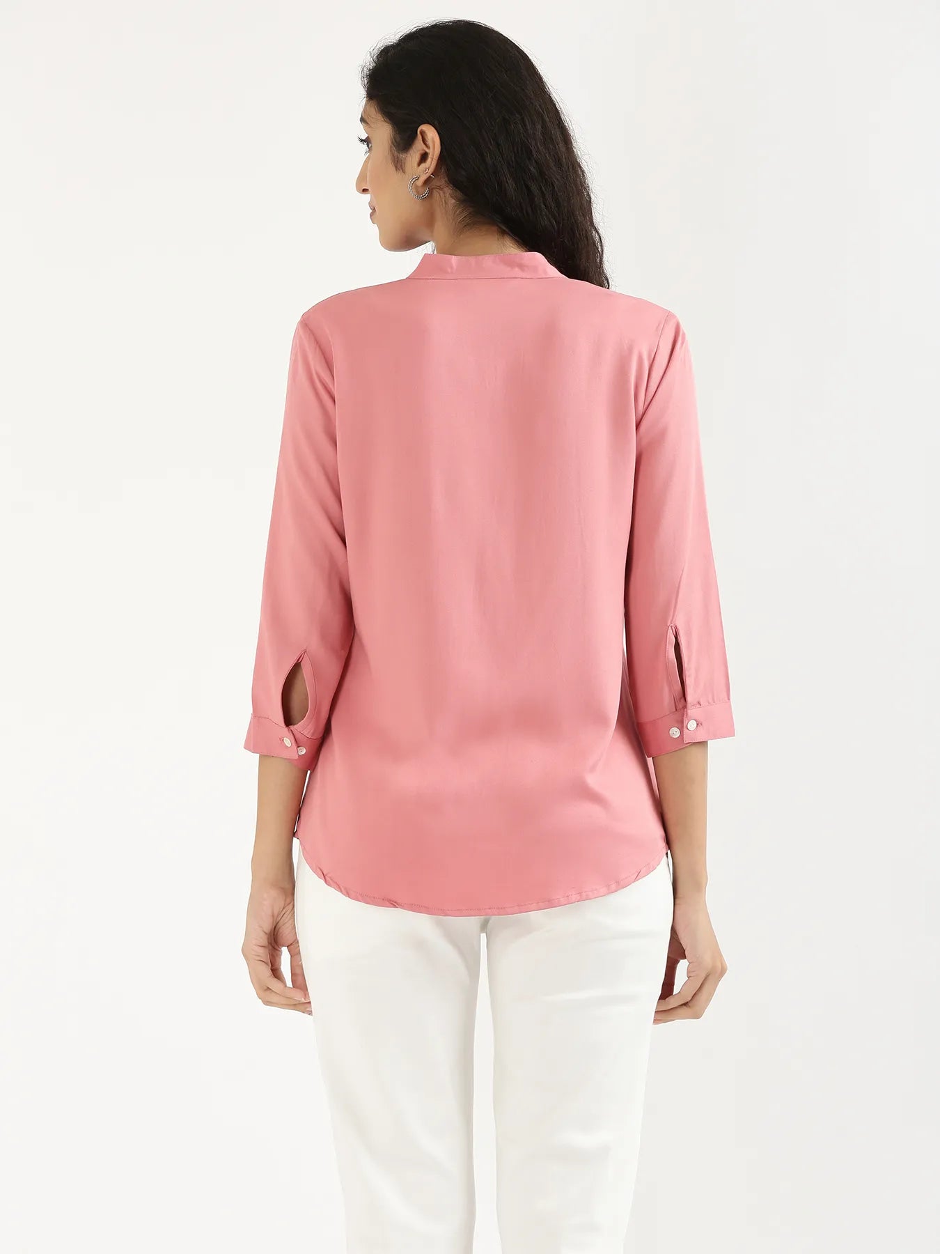 Women Rose Viscose Pleated Top
