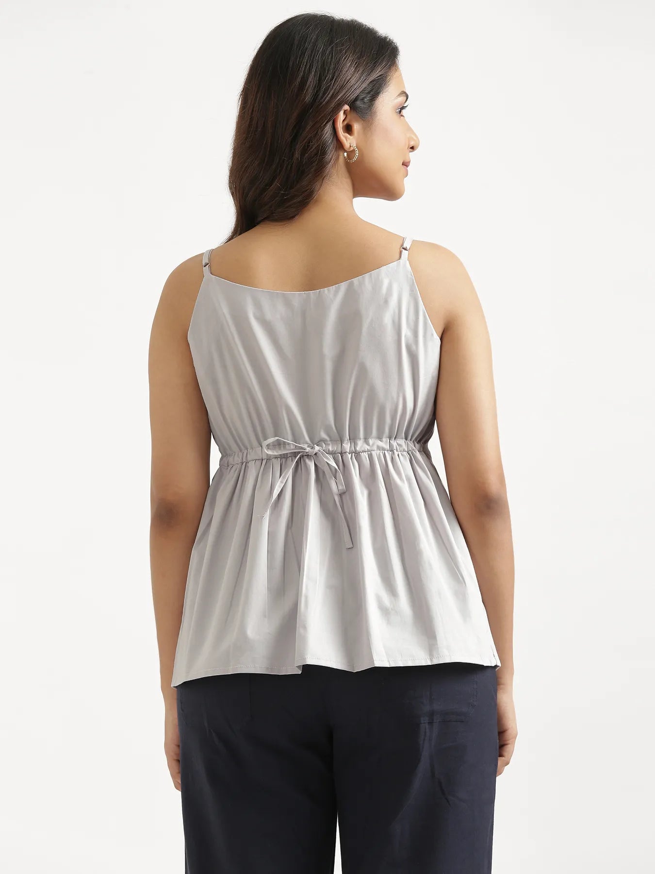 Women Light Grey Better Cotton Peplum Top
