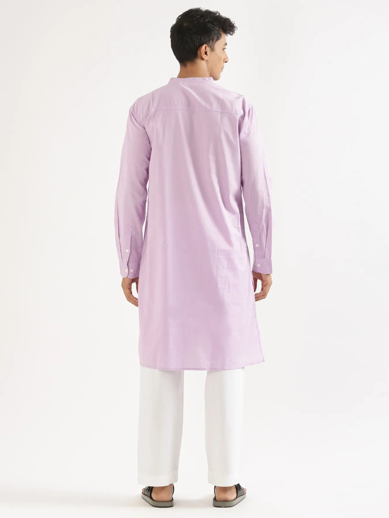 Men Lilac Airy Linen Long Kurta