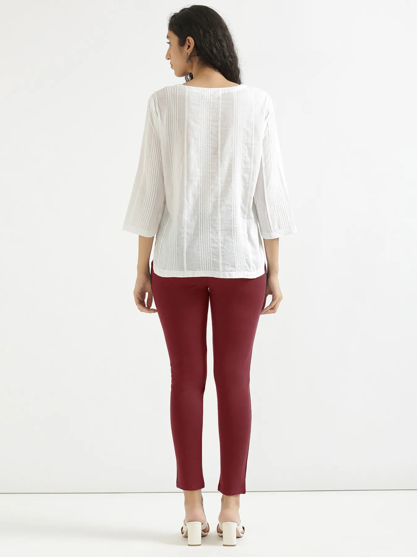 Women Maroon 4-Way Stretchable Pants