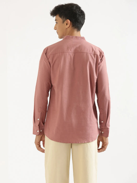 Men Rose Taupe Airy Linen Short Kurta