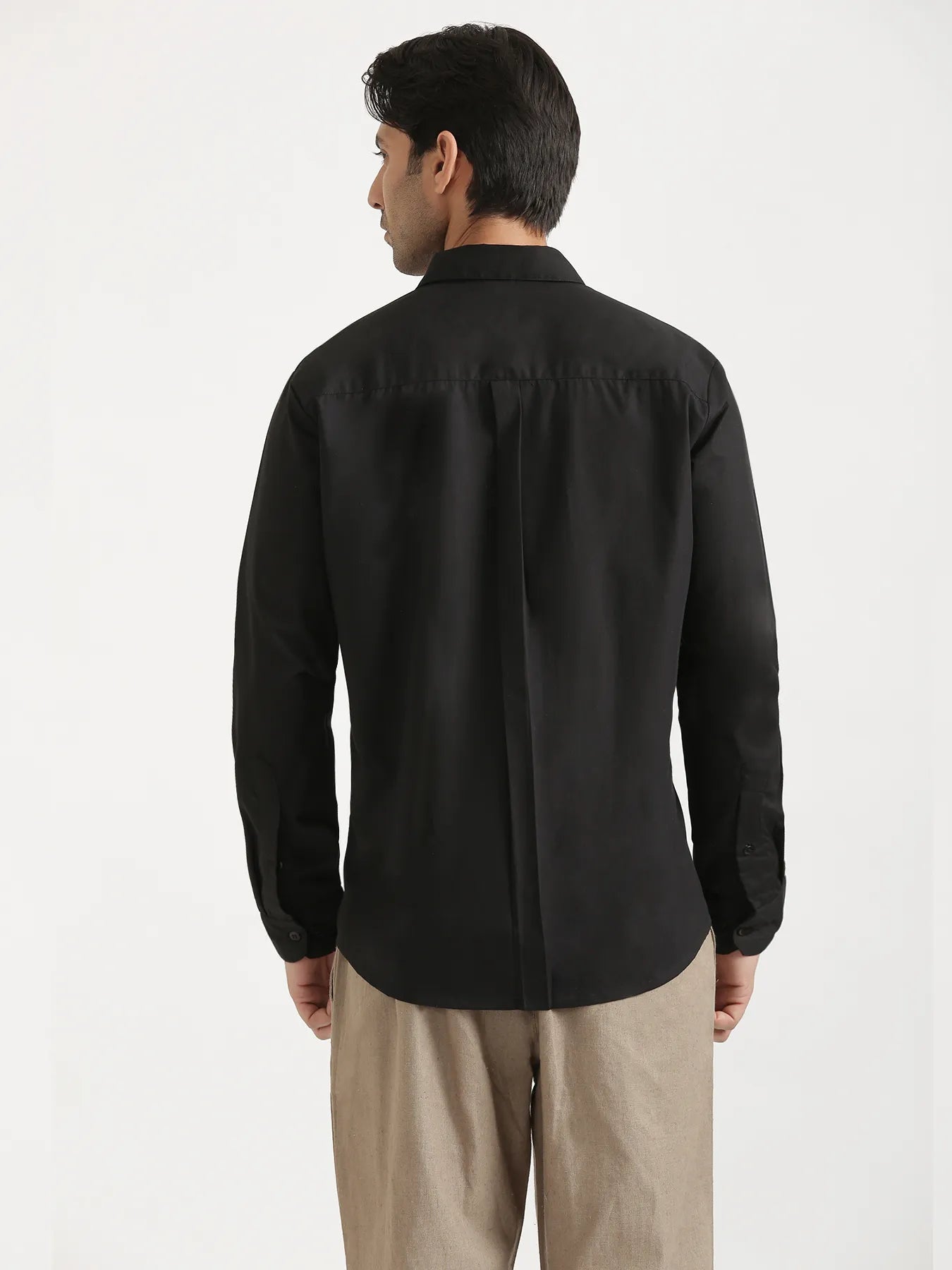 Men Black Better Cotton Full Sleeve Shirt