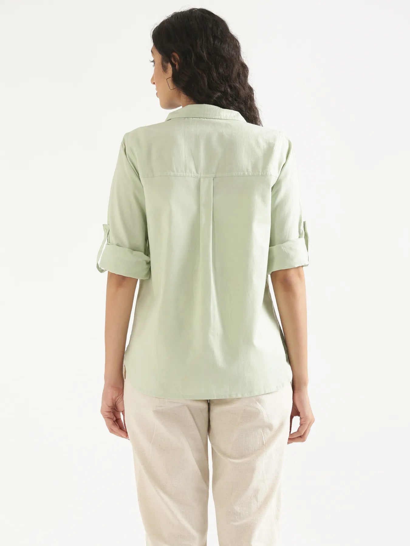 Women Mint Green Airy-Linen Shirt
