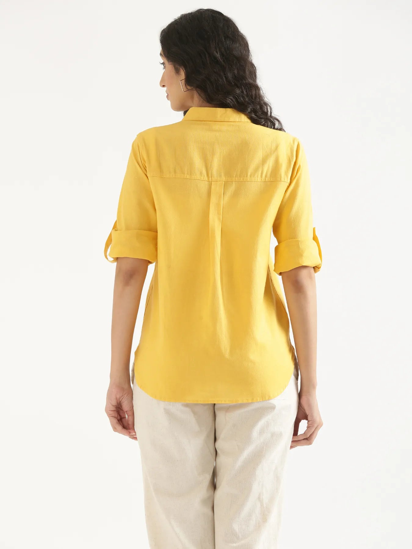 Women Yellow Airy-Linen Shirt