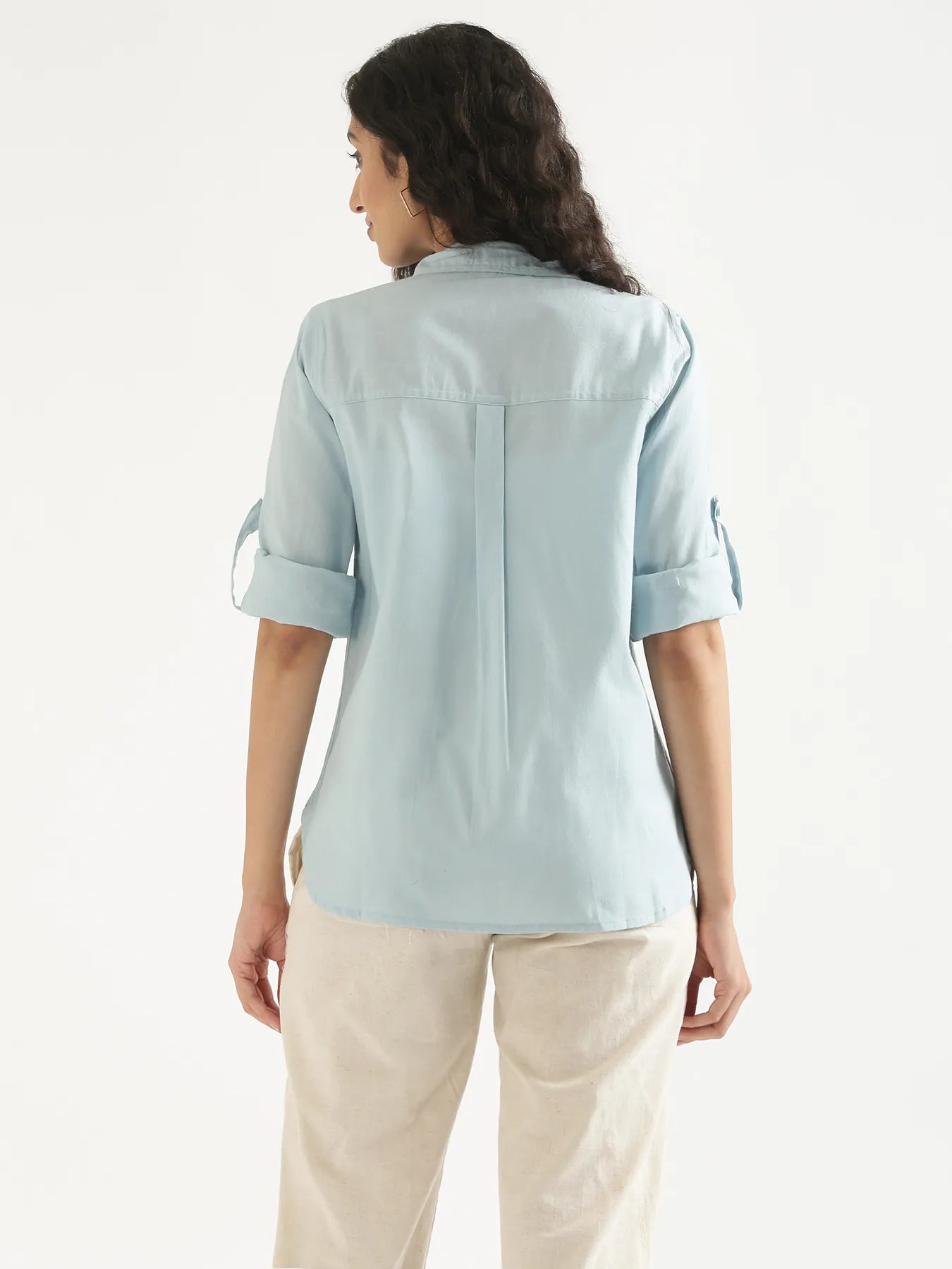 Women Sky Blue Airy-Linen Shirt