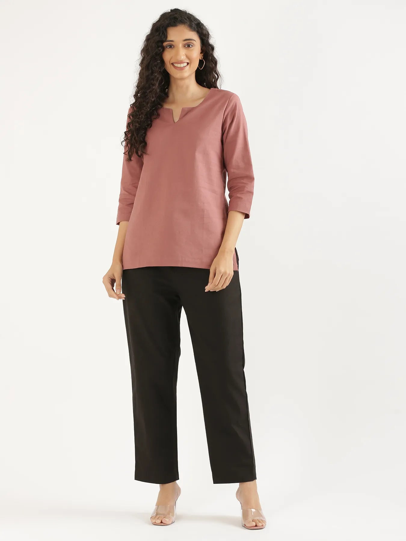 Women Black Cotton Straight Pant