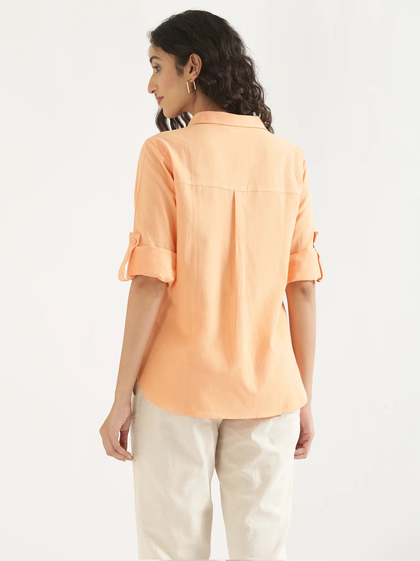 Women Peach Airy-Linen Shirt