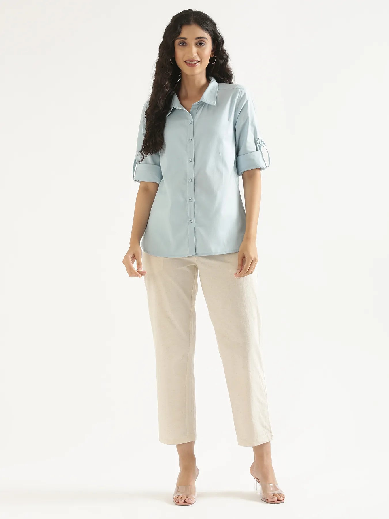 Women Sky Blue Airy-Linen Shirt