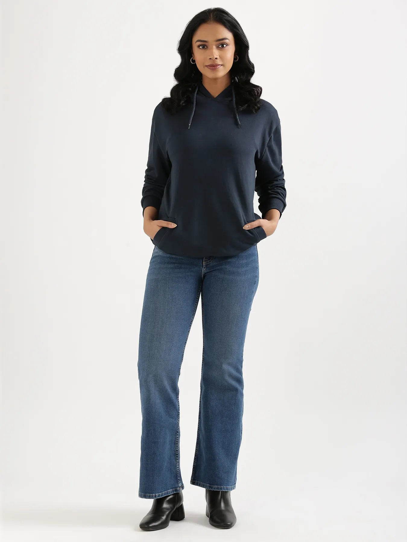 Unisex Navy Blue Pullover Fleece Hoodie