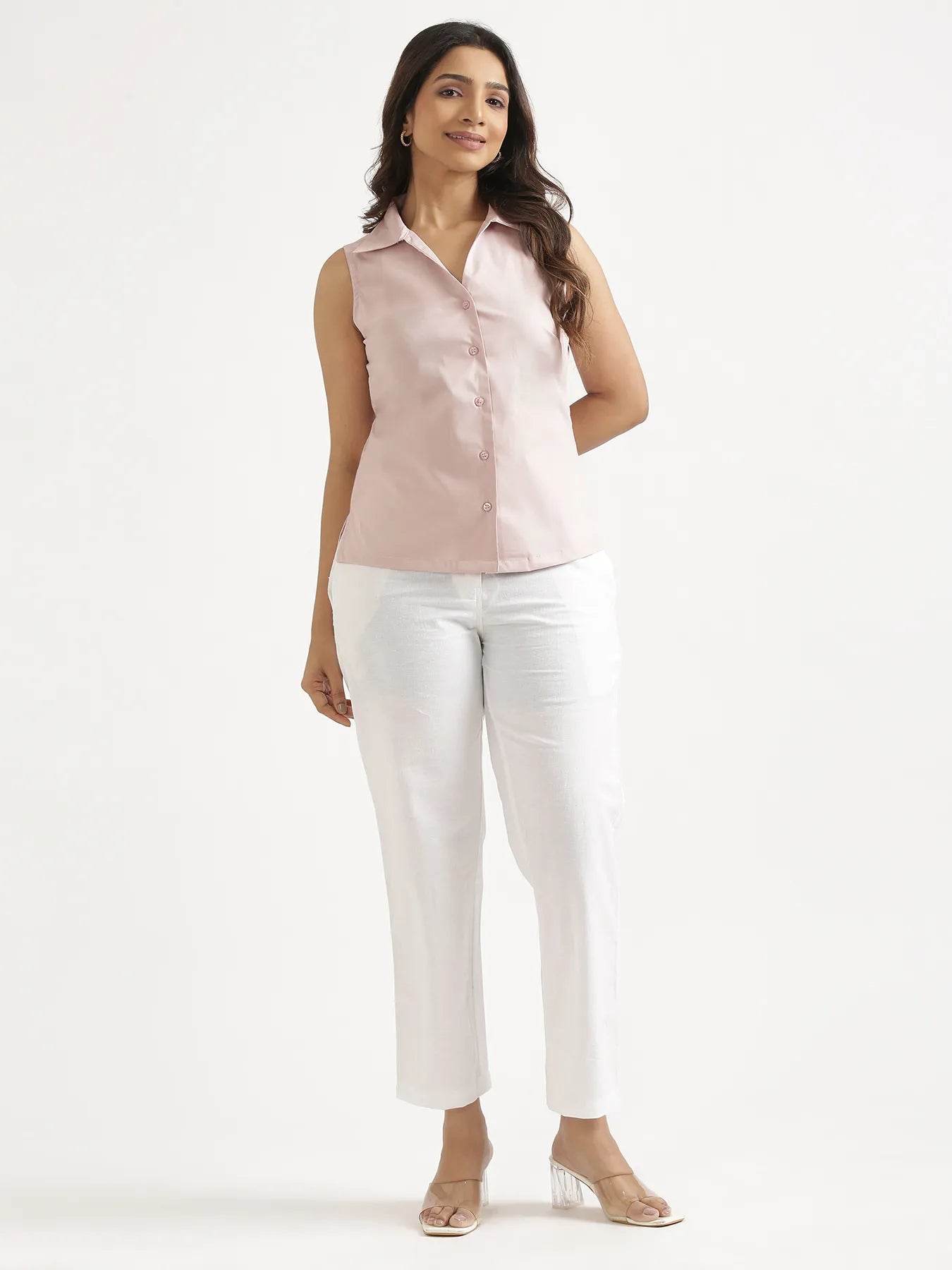 Women Mauve Pink Better Cotton Sleeveless Shirt