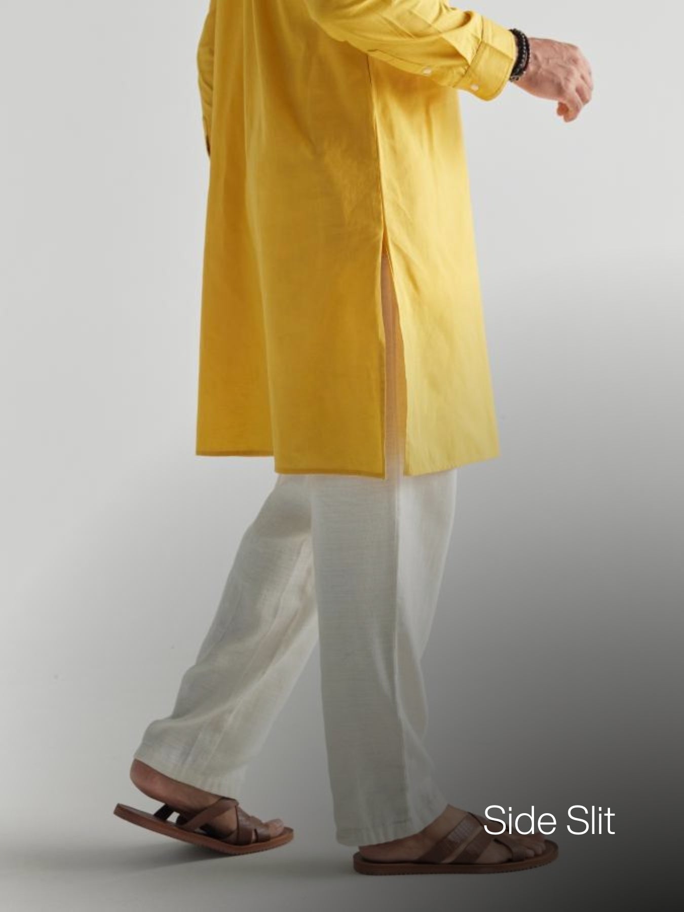 Men Yellow Airy Linen Long Kurta