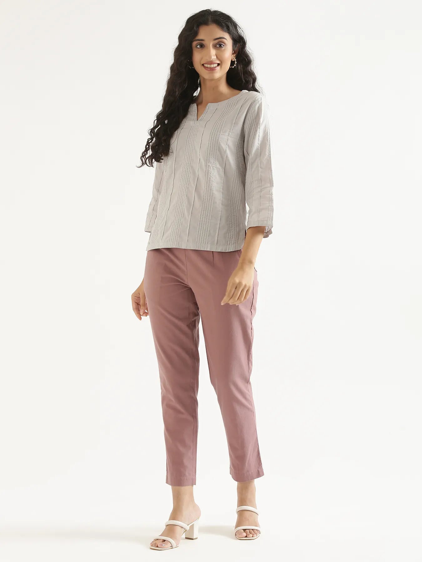 Women Grey Everyday Cotton Top