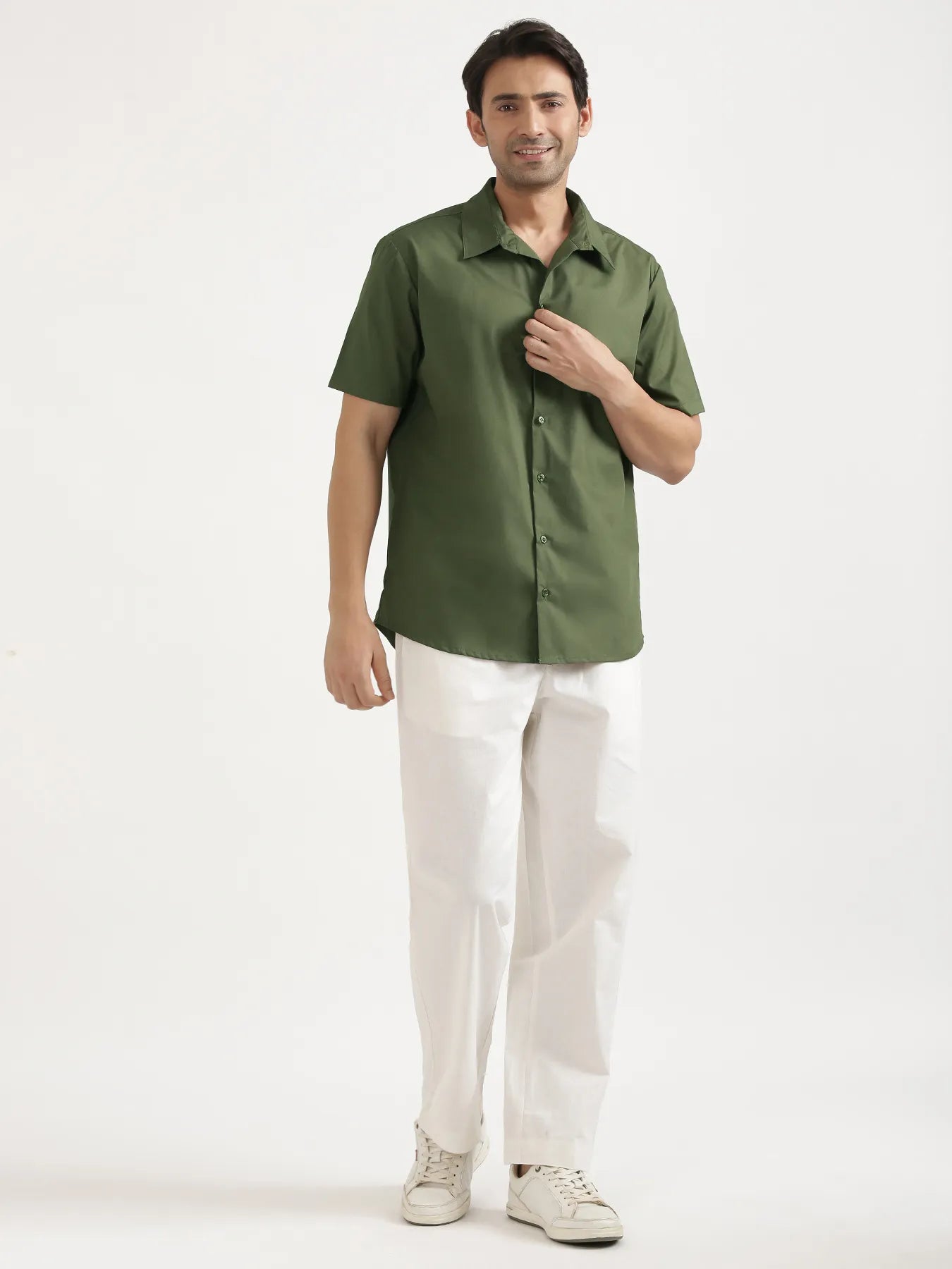 Men Forest Green Better Cotton Short Sleeve Shirt