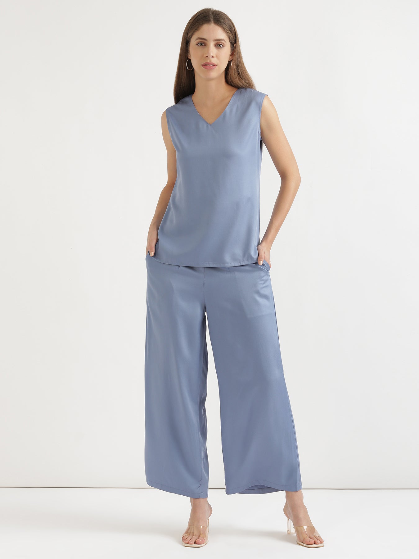 English Blue Viscose Coord Set