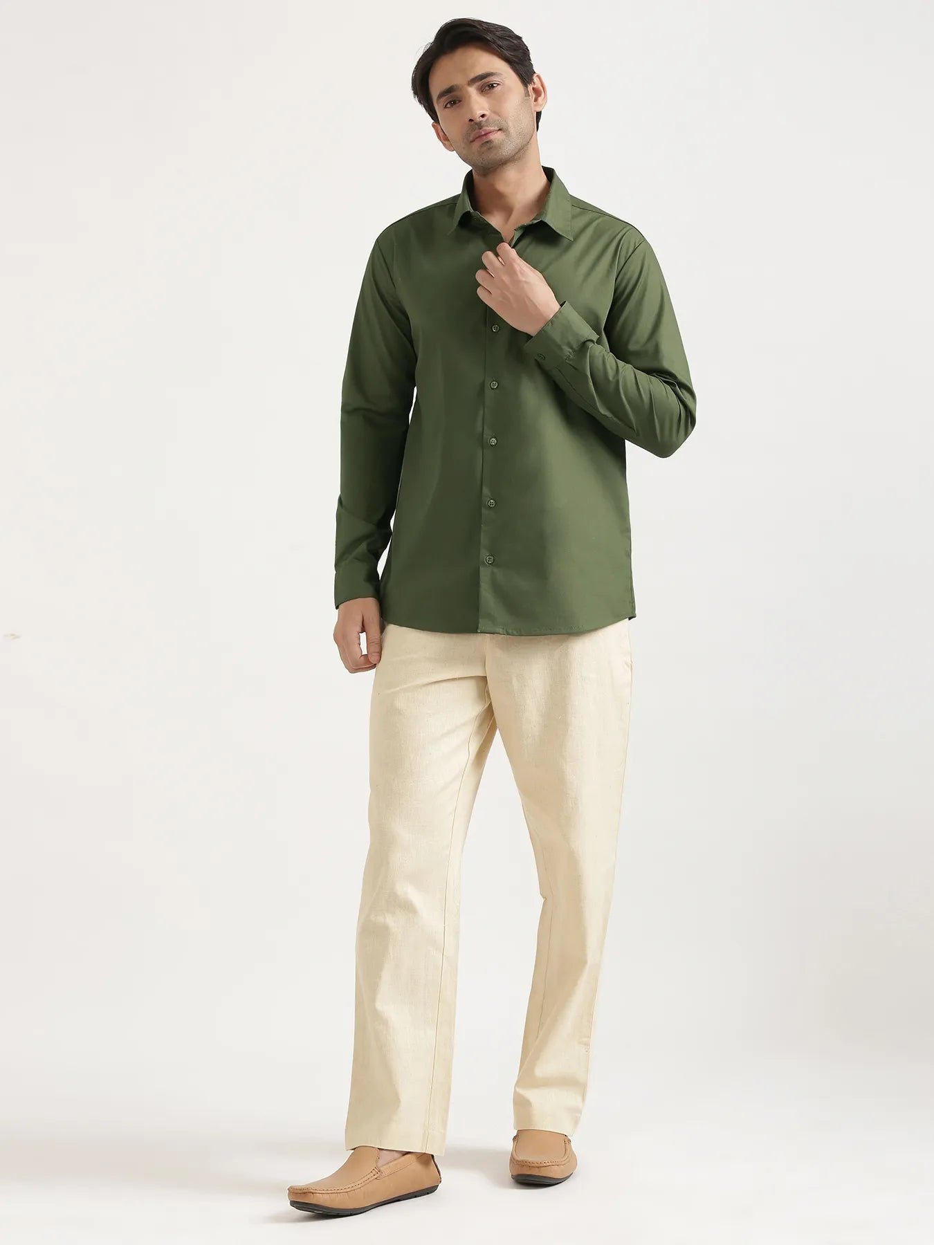 Men Forest Green Better Cotton Full Sleeve Shirt
