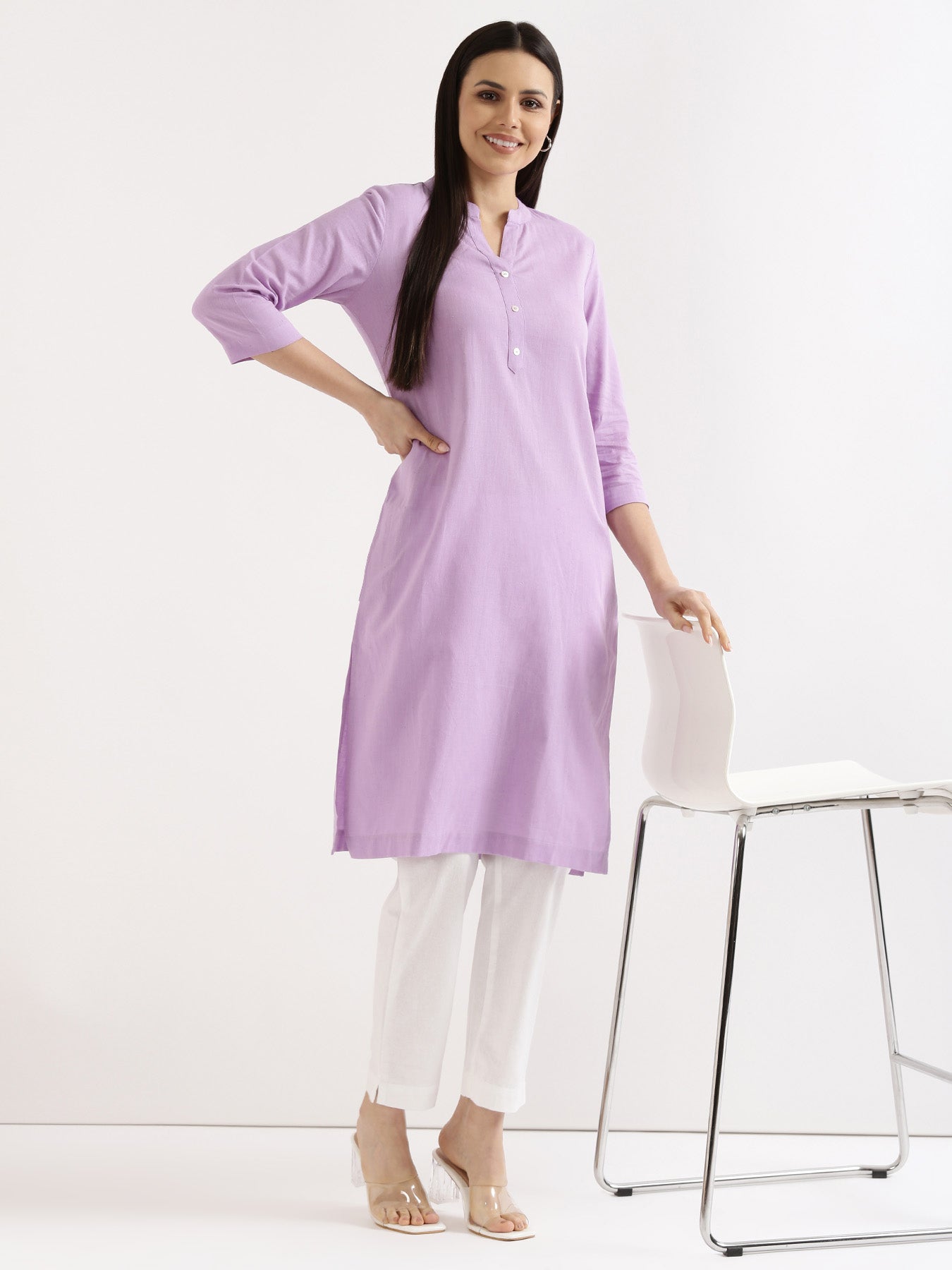 Women Lilac & Salmon Pink Long Kurta