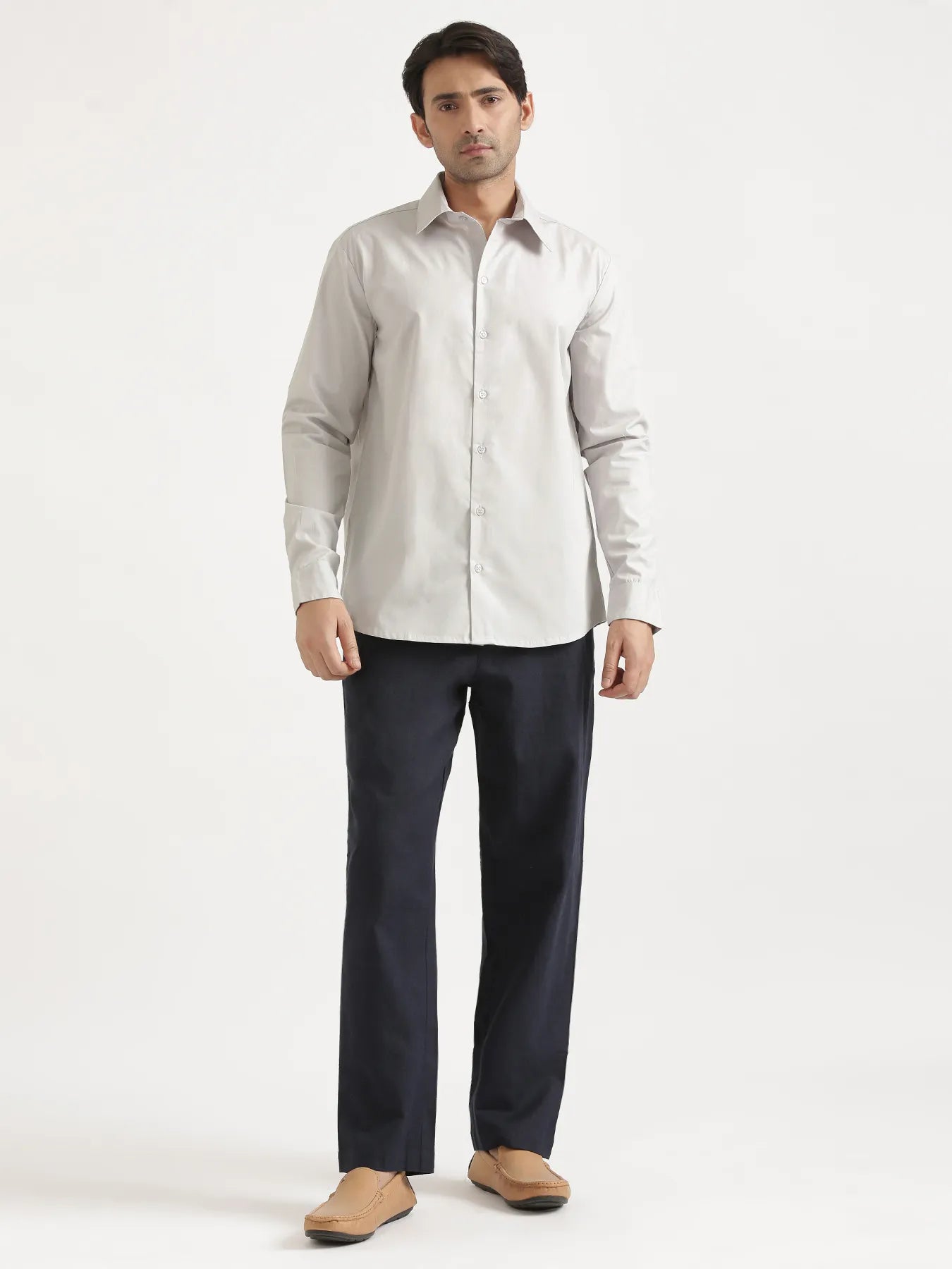 Men Light Grey Better Cotton Full Sleeve Shirt