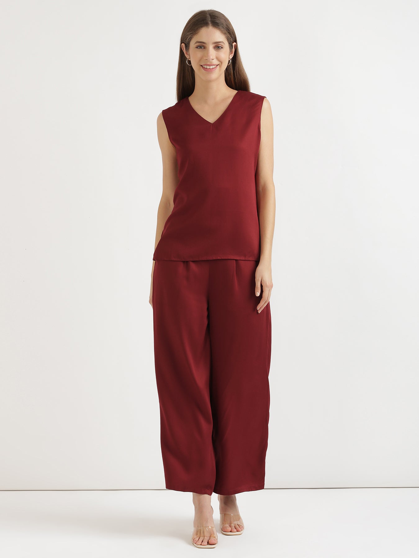 Maroon Viscose Coord Set