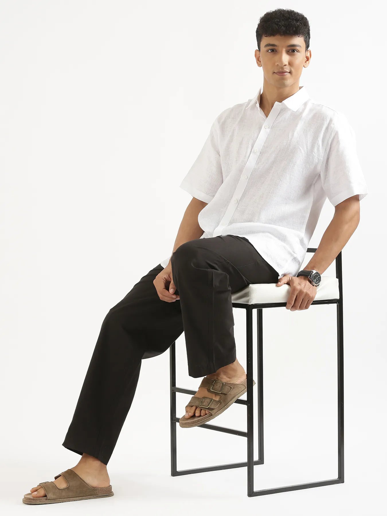 Men Black Cotton Pant