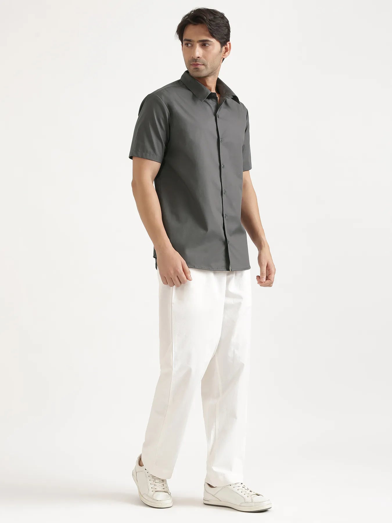 Men Dark Grey Better Cotton Short Sleeve Shirt