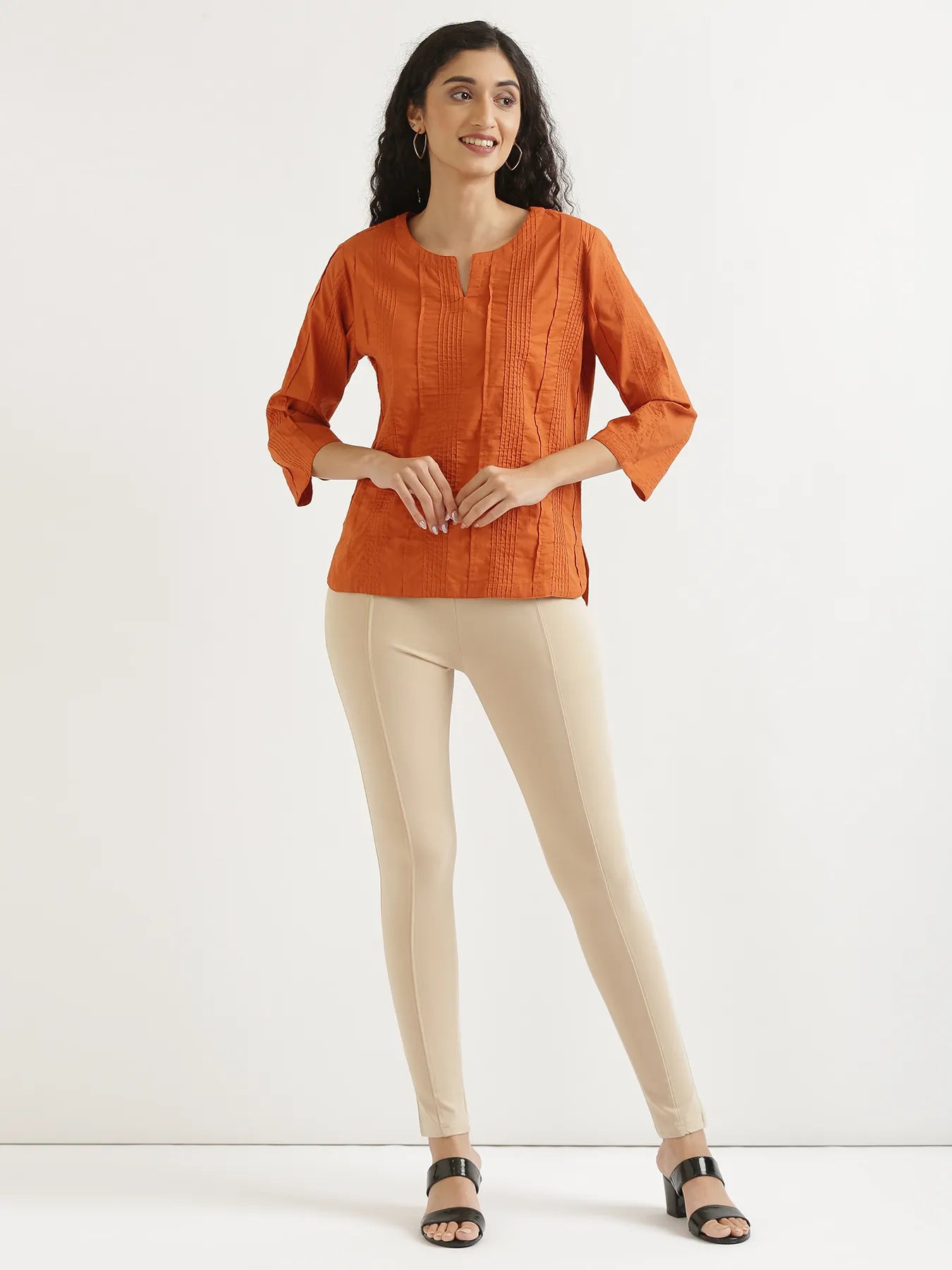 Women Beige 4-Way Stretchable Pants
