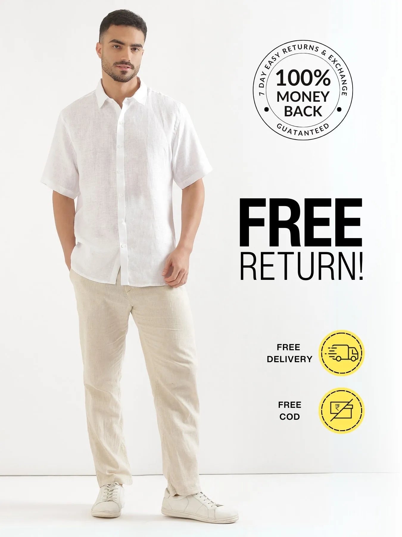 Pick Any 2 Men 100% Half Sleeve Linen Shirts