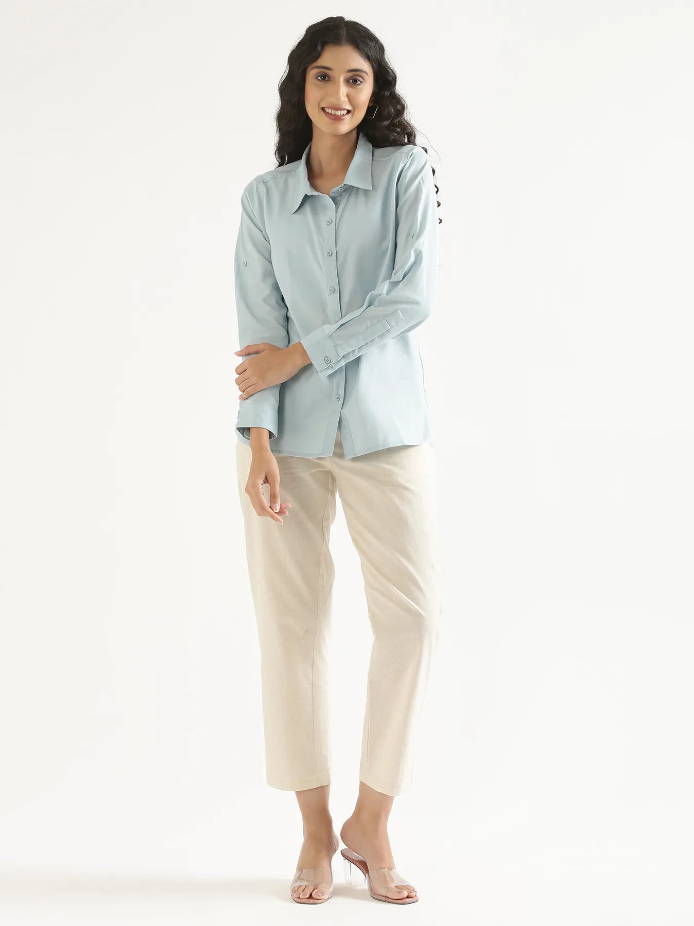 Women Sky Blue Airy-Linen Shirt