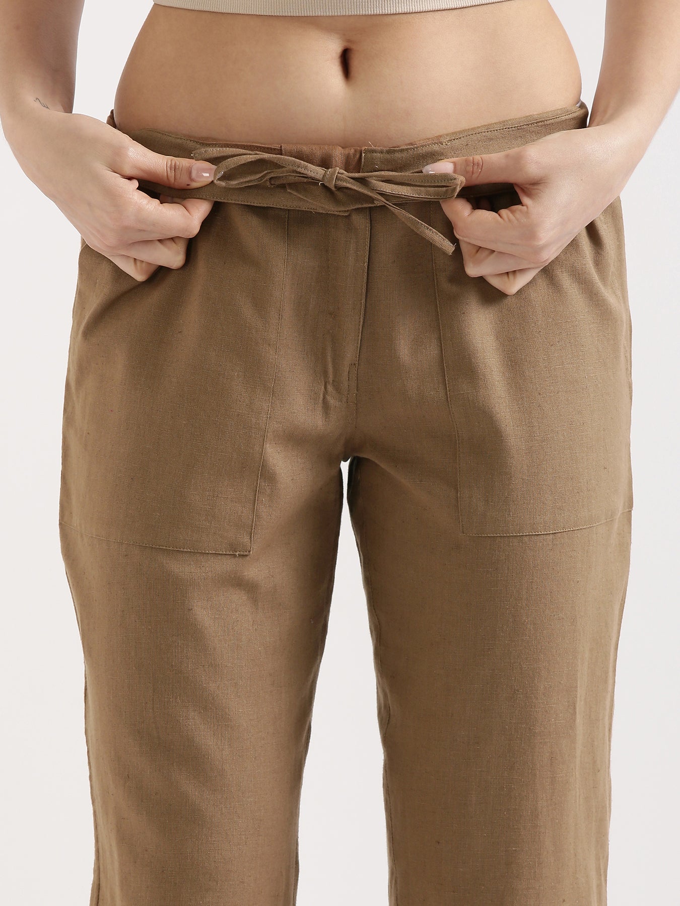Coffee Brown Airy Linen Pants