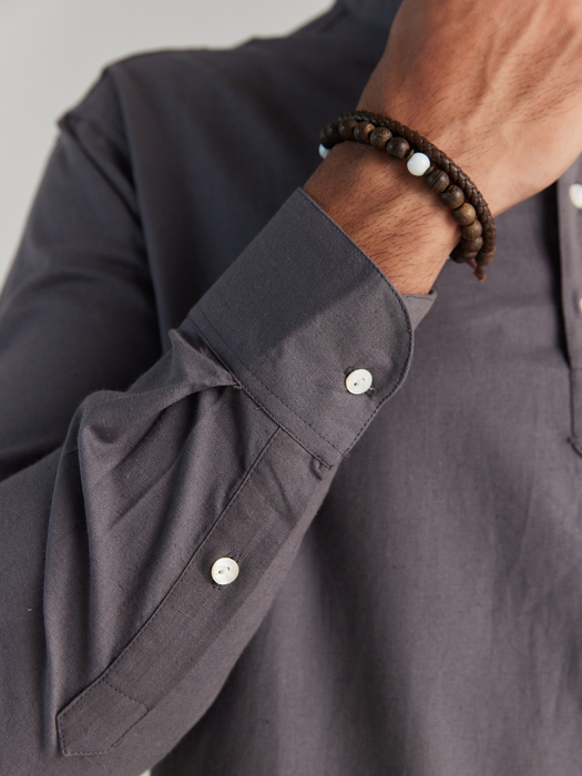 Men Slate Grey Airy Linen Short Kurta