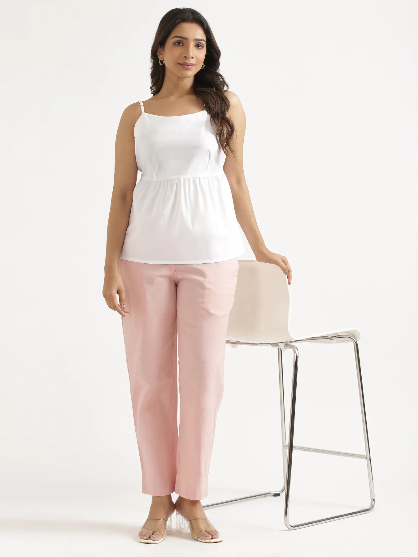 Women White Better Cotton Peplum Top