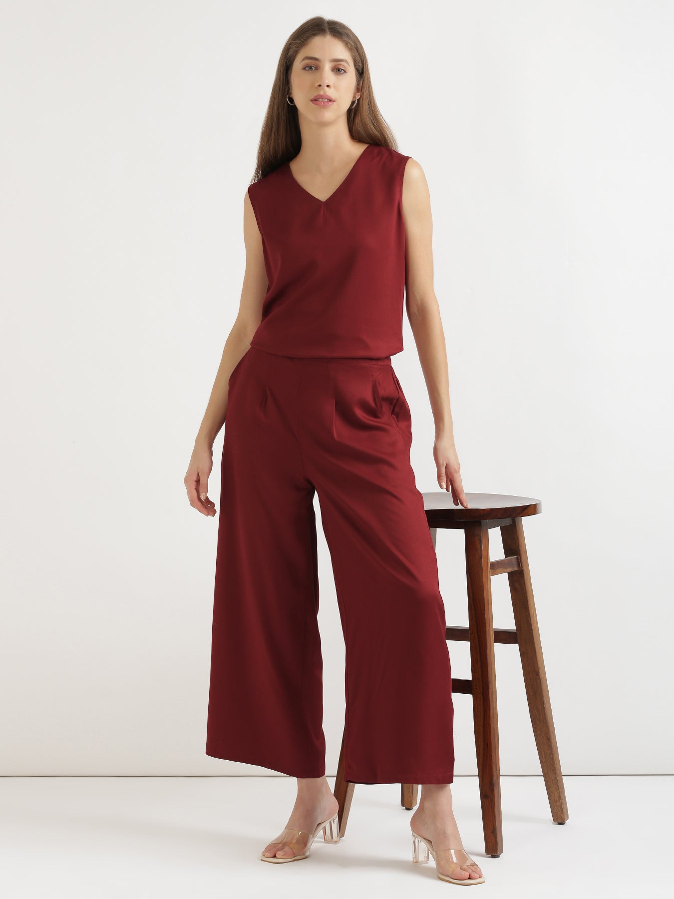 Maroon Viscose Coord Set