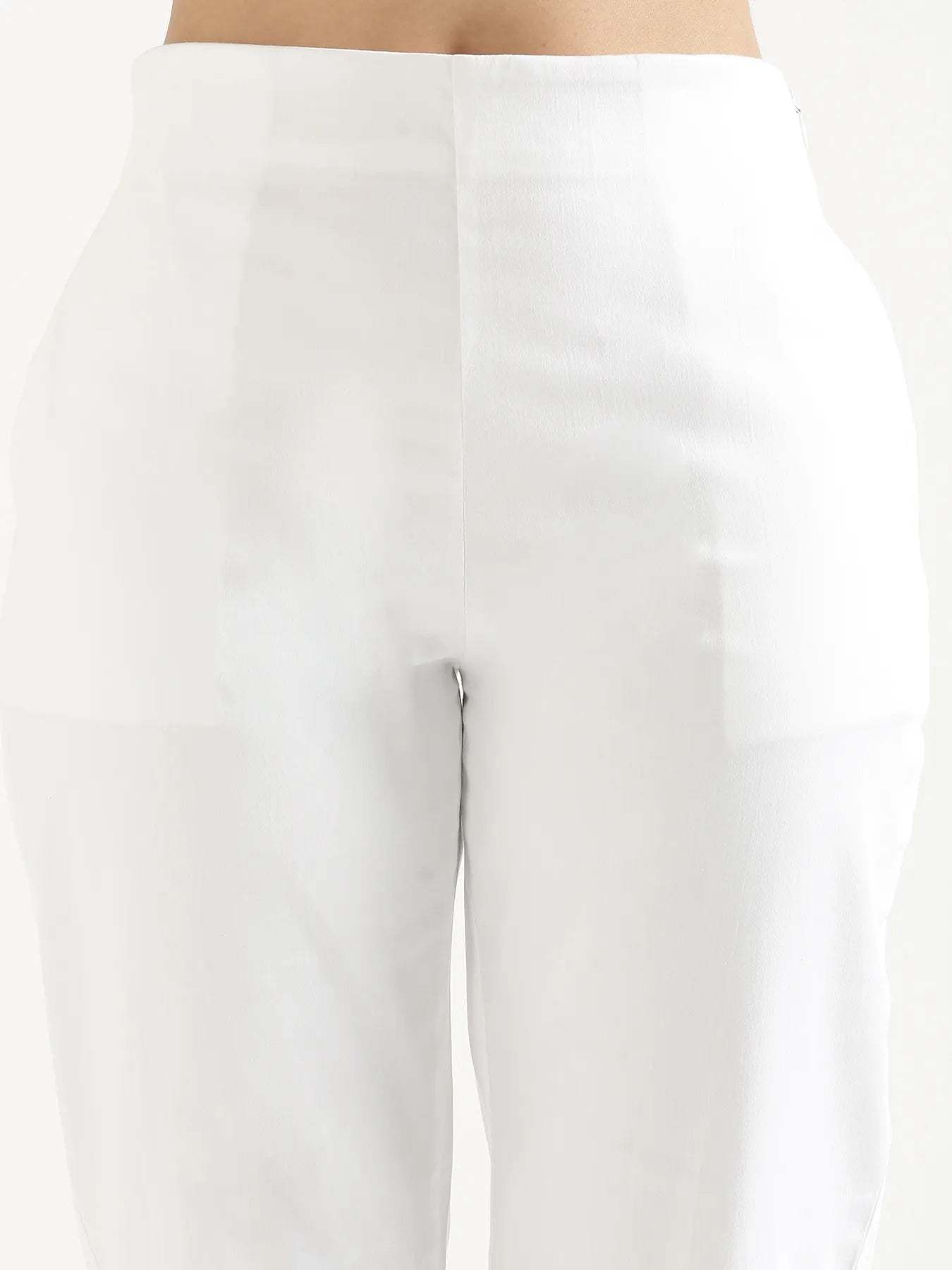Women White Straight Fit Formal Pants