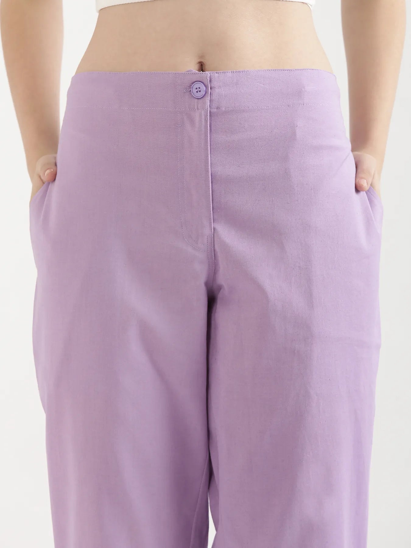 Women Lilac Airy Linen Straight Pant