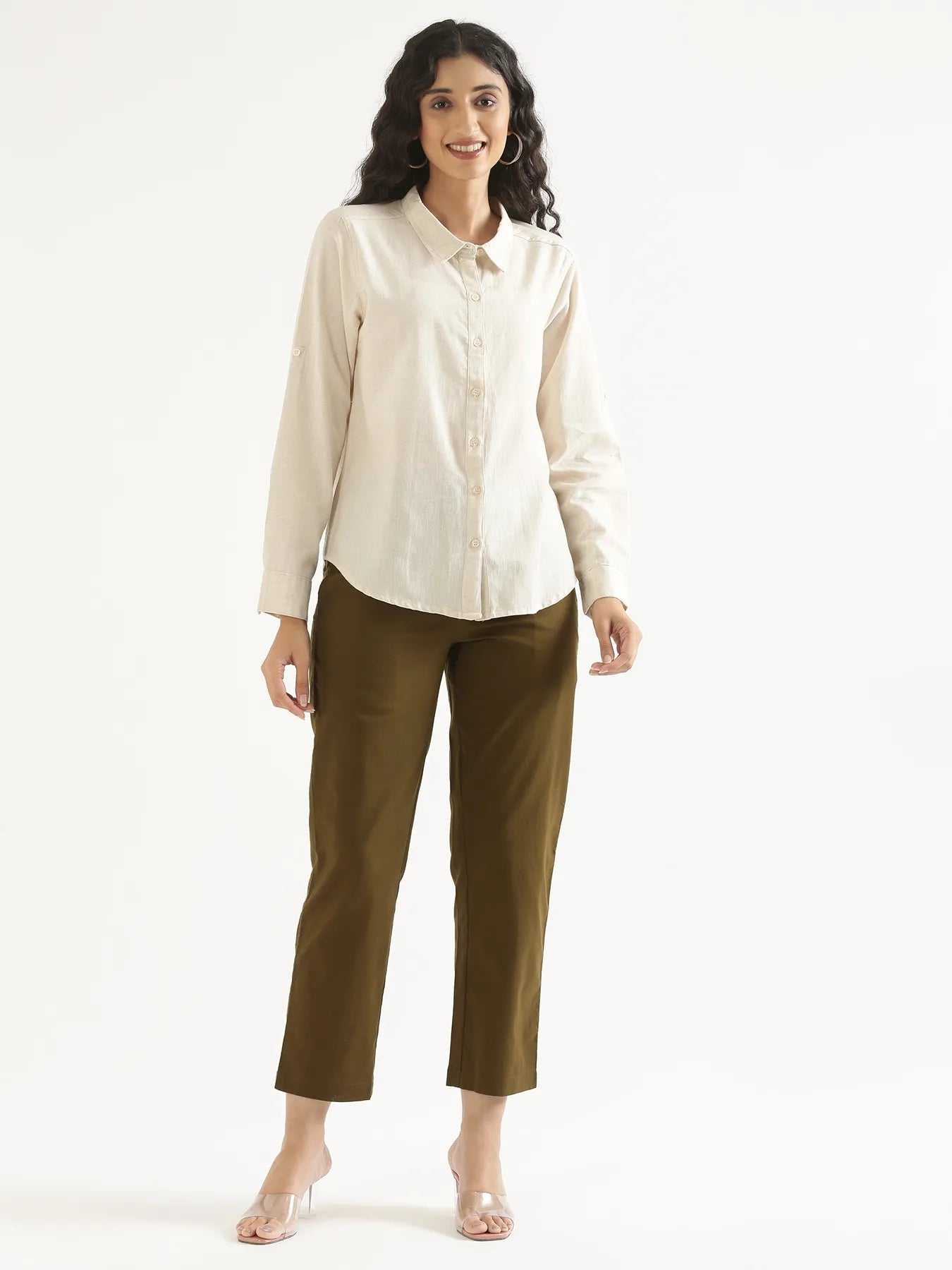 Women Ecru Airy-Linen Shirt