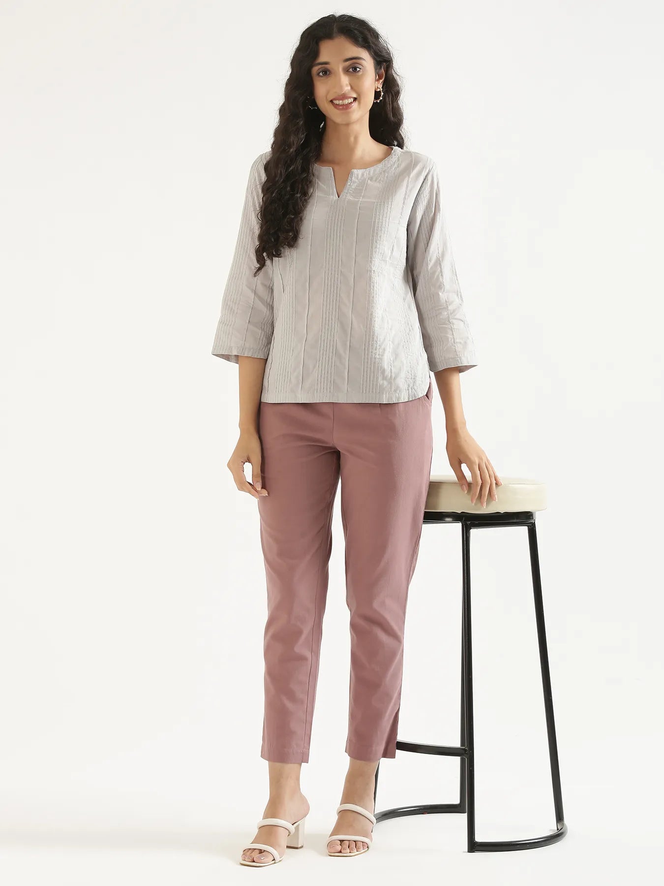 Women Grey Everyday Cotton Top