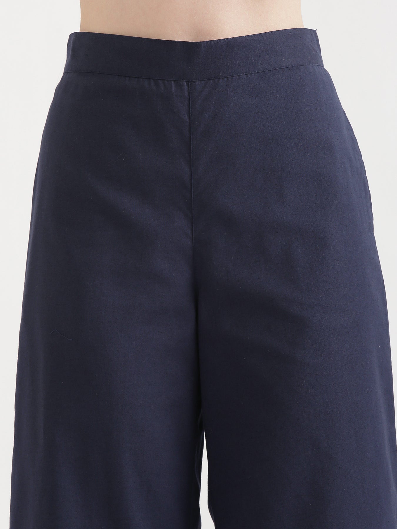 Navy Blue Airy Linen Wide Leg Pant