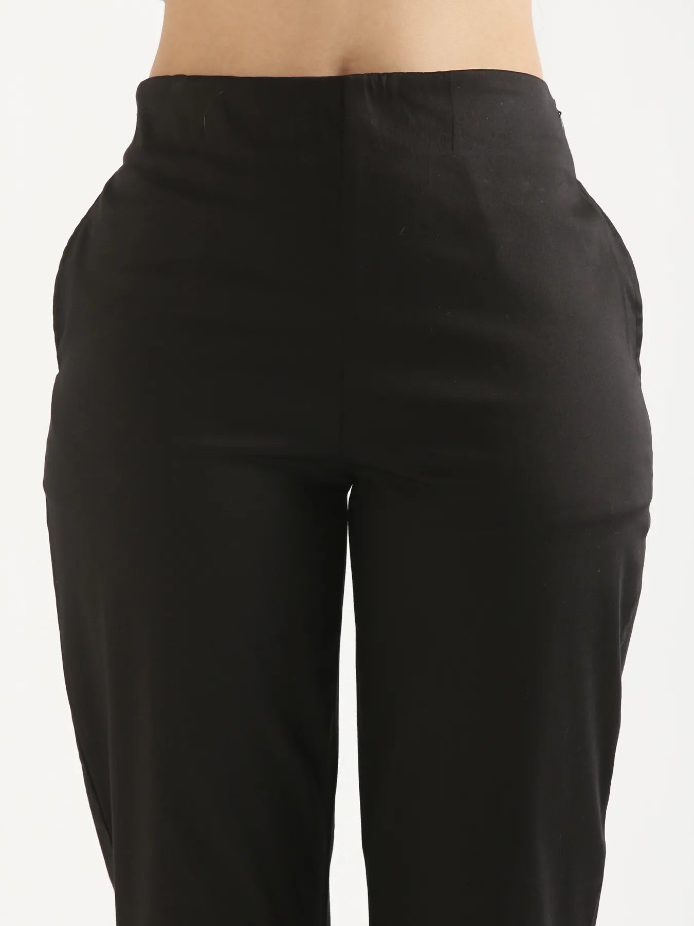 Women Plus Size Black Straight Fit Formal Pants