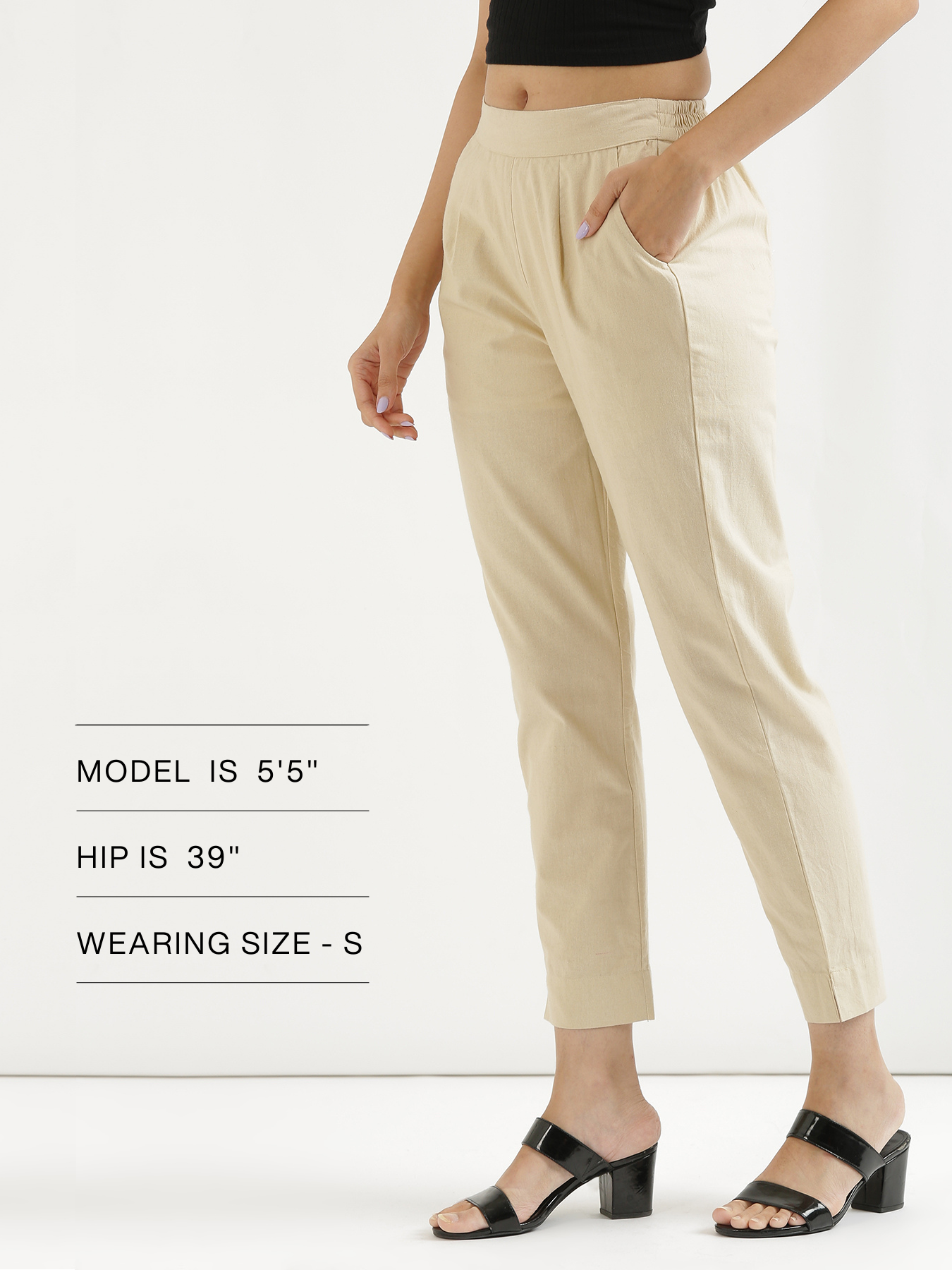 Women Beige Cotton Pant