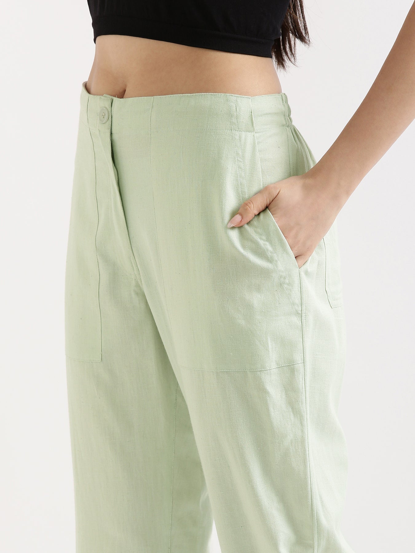 Mint Green Airy Linen Pants